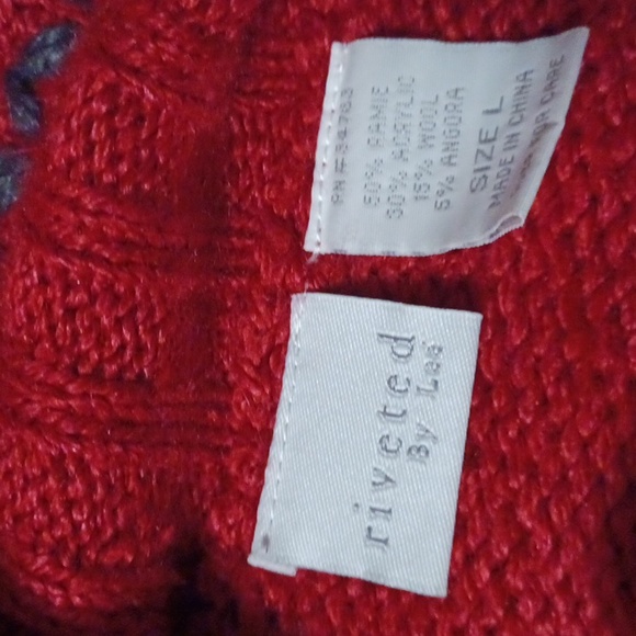 Holiday Red and Smokey Gray Womens Snowflake Sweater, Riveted by Lee. Sz.L - Picture 6 of 6